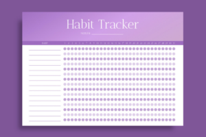 Simple paper habit tracker with checkmarks showing a consistent daily routine as part of a morning wellness routine